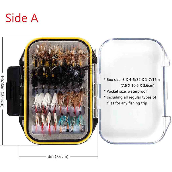 Bassdash 64 Pcs Dry Flies Assortment For Fly Fishing With Waterproof Fly Box