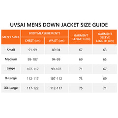 UVSAI Men Down Jacket Insulated Warm Winter Coat with Pockets