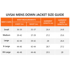 UVSAI Men Down Jacket Insulated Warm Winter Coat with Pockets