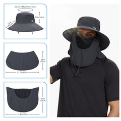 Unisex UPF 50+ Sun Hat with Face Cover & Neck Flap FH09 - Bassdash