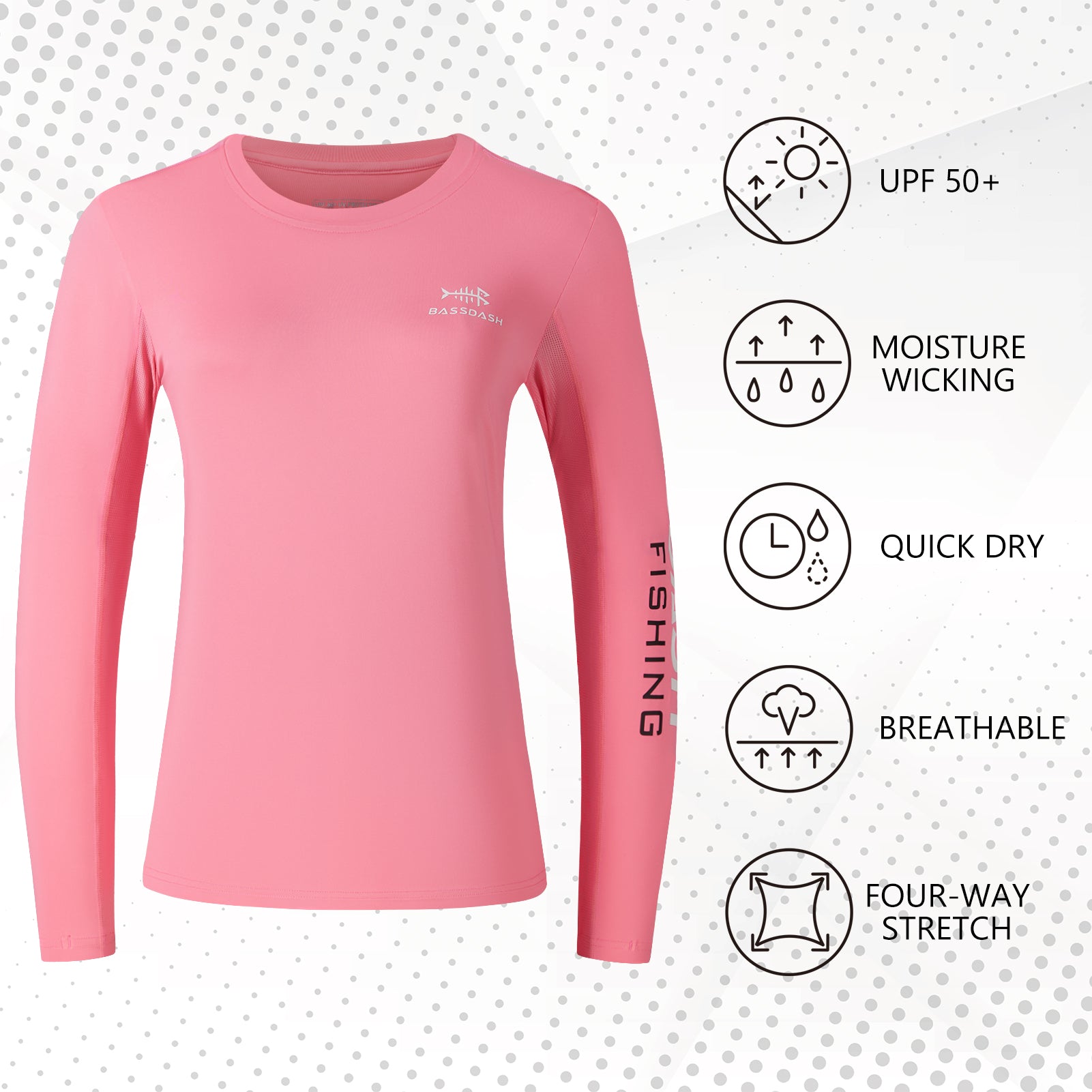  Womens UV Protection Shirts Running Shirts Women Gym Shirts  Athletic Shirts Women Long Sleeve Shirts Performance Rashguard Tee Shirt  Light Pink