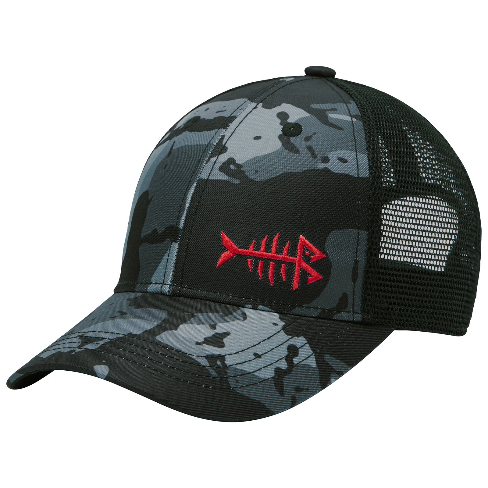 Bassdash Unisex Baseball Trucker Cap Mesh Back Adjustable Fishing Hat, Black Camo