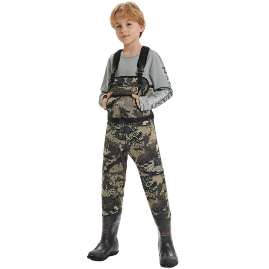 Kid’s Neoprene Waders with 600g Insulated Rubber Boots - Bassdash