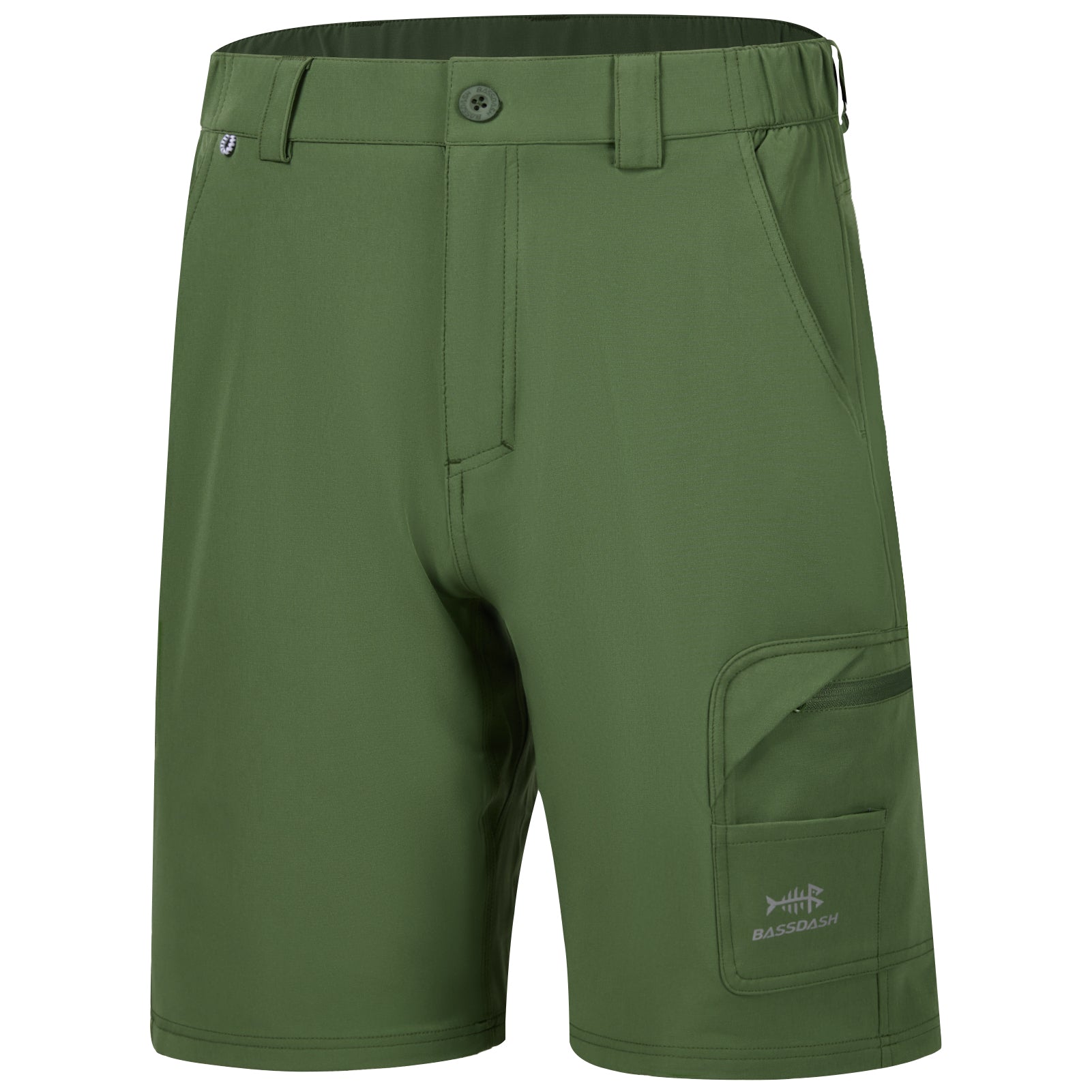 Bassdash Men's Cargo Shorts with Zip Pockets Quick Dry Water Resistant FP01M Olive / S (30-32)W x 10.5L