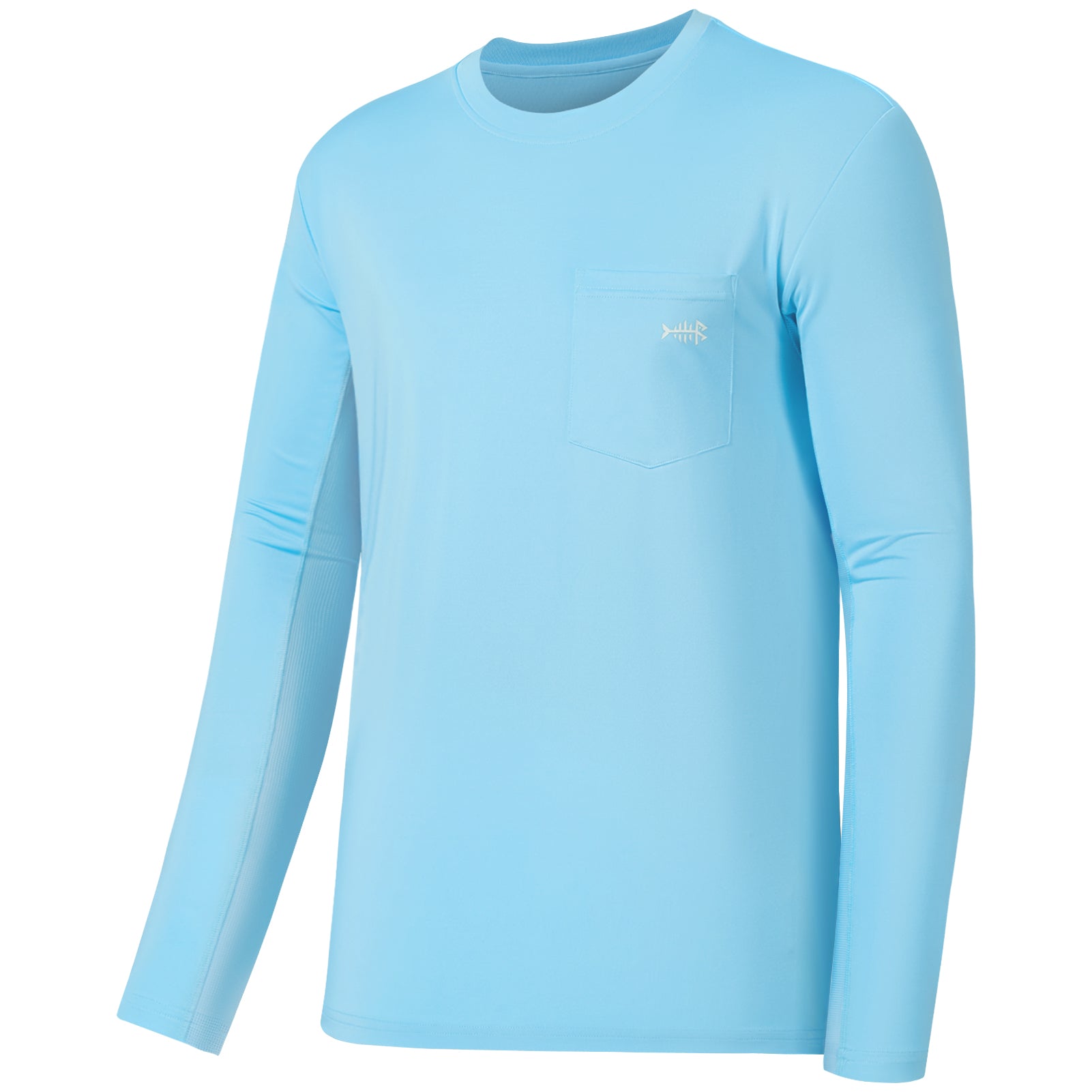 Bassdash Performance Fishing Shirt For Men UPF 50+ Long Sleeve For Fishing Hiking Outdoor Sports, Sky Blue/White Logo / 4XL