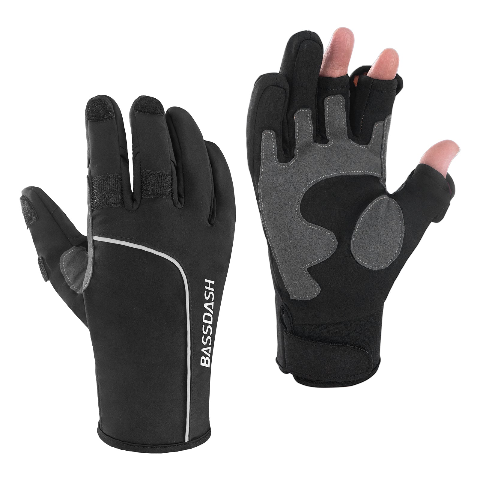 WintePro Water-resistant Fishing Hunting Gloves with Fleece Lining - Black  / S
