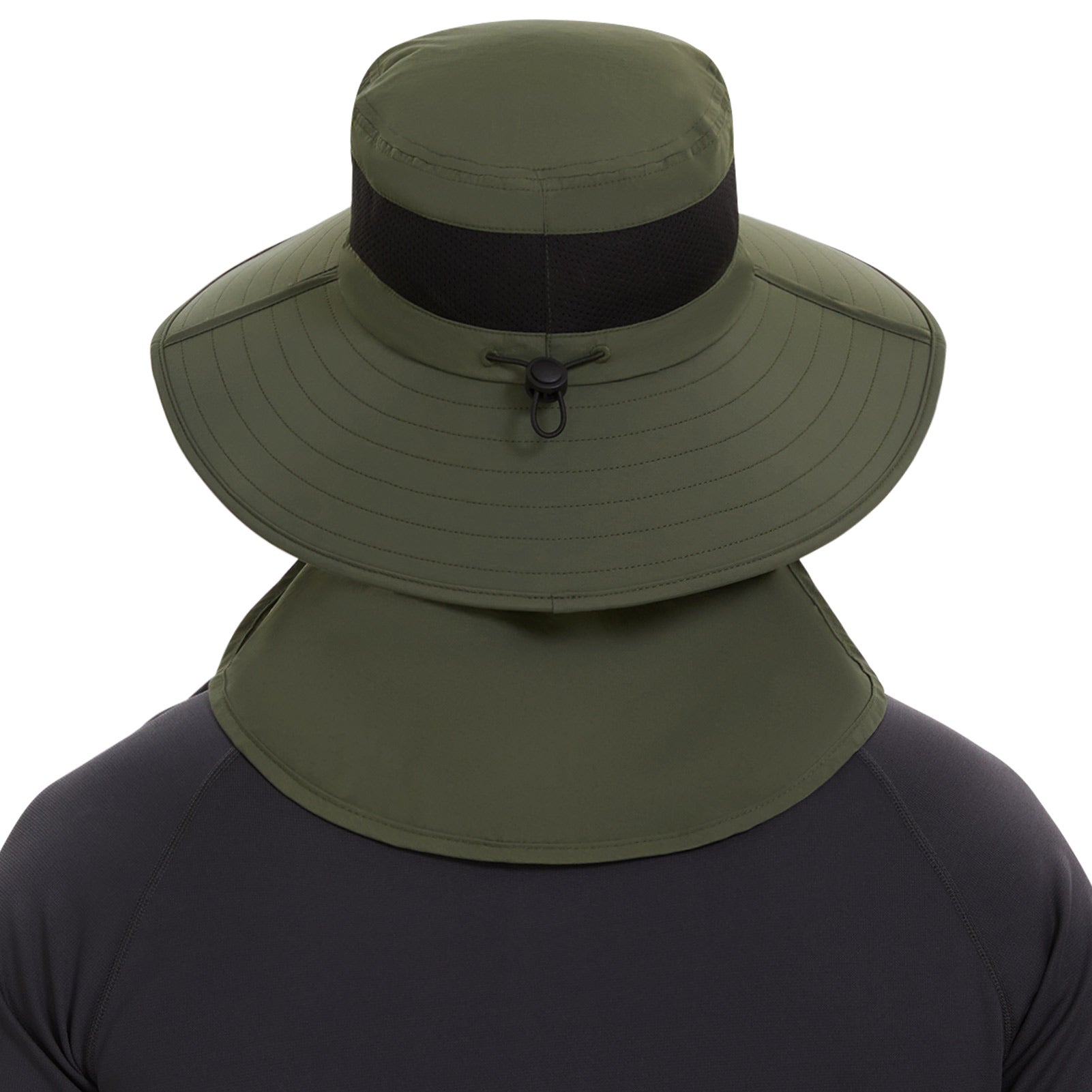 12 Wholesale Camouflage Sun Summer Hat for Men - Wide Visor with Neck Flap  - at 