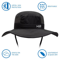 Unisex UPF 50+ Wide Brim Bucket Hat with Detachable Neck Flap FH02 - Bassdash