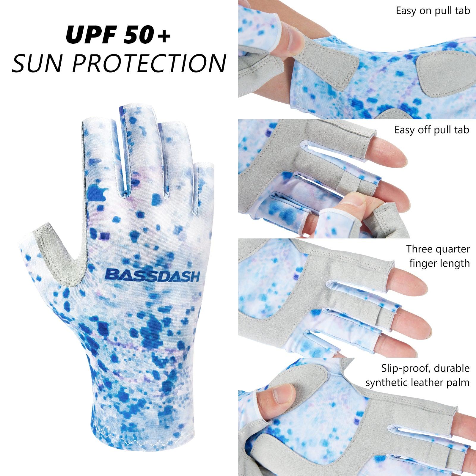 Men's Altimate UPF 50+ Sun Protection Fingerless Fishing Gloves - Bassdash