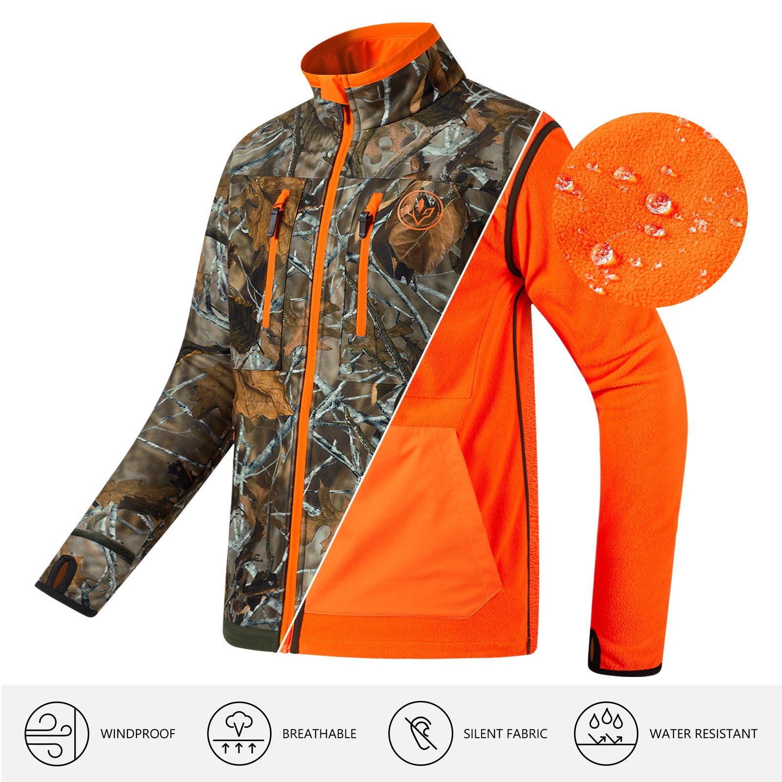 Camo Blaze Orange Hunting Jacket Mens Clothes | Bassdash Hunting Grunge Camo / X-Large