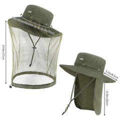 UPF 50+ Mosquito Sun Hat with Neck Flap