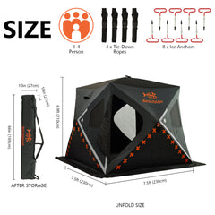 Pop Up Ice Fishing Shelter 2-3, 3-4 Person - Bassdash