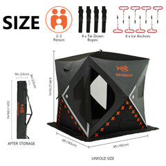 Pop Up Ice Fishing Shelter 2-3, 3-4 Person - Bassdash