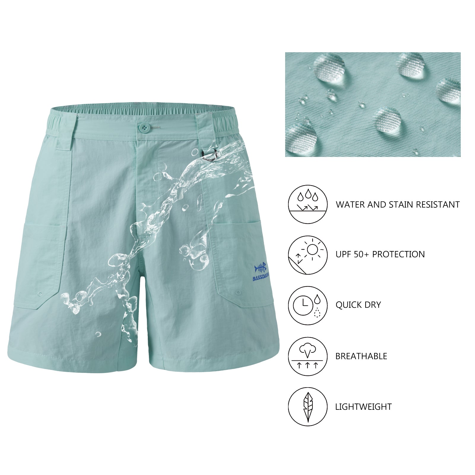 Men Active Shorts with Pockets | Bassdash, Seafoam / XX-Large