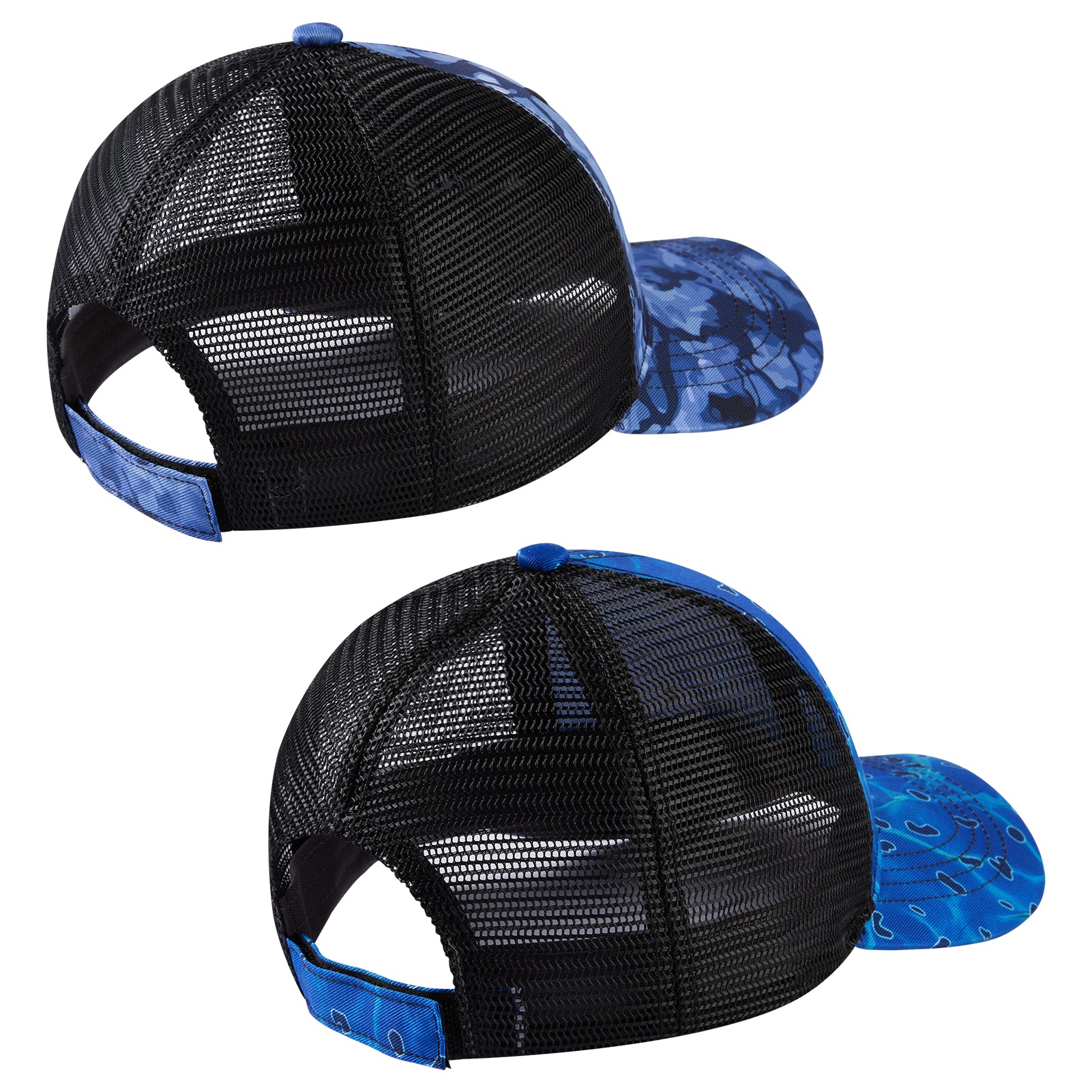 unisex Altimate Mesh Back Hat 2pcs/pack Blue/Black Camo + Rippled Sea