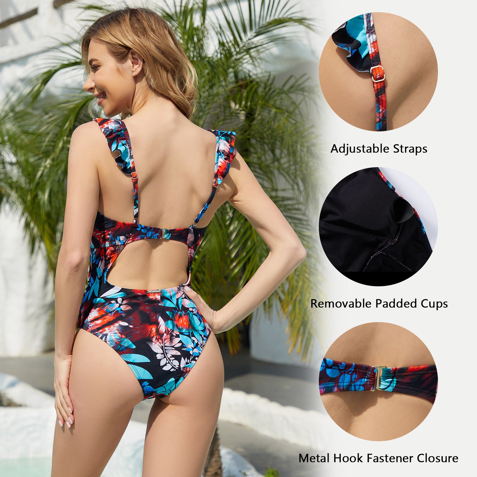 VIMPUNEC Ruffle Tummy Control Swimsuits for Women Ruched Cutout One Piece  Swimsuit Lace Up Elegant Bathing Suit Black at  Women's Clothing store