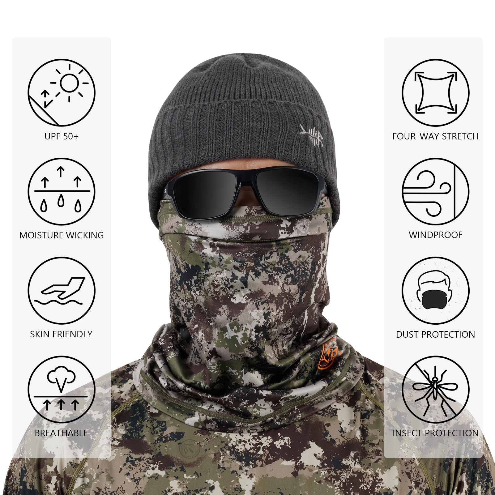 The Fishing Tree Camo Neck Gaiter with BREATHING HOLES, Spandex