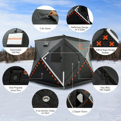 Pop Up Ice Fishing Shelter 2-3, 3-4 Person - Bassdash