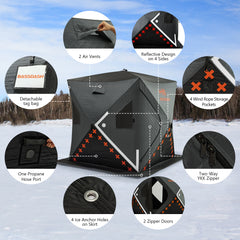 Pop Up Ice Fishing Shelter 2-3, 3-4 Person - Bassdash