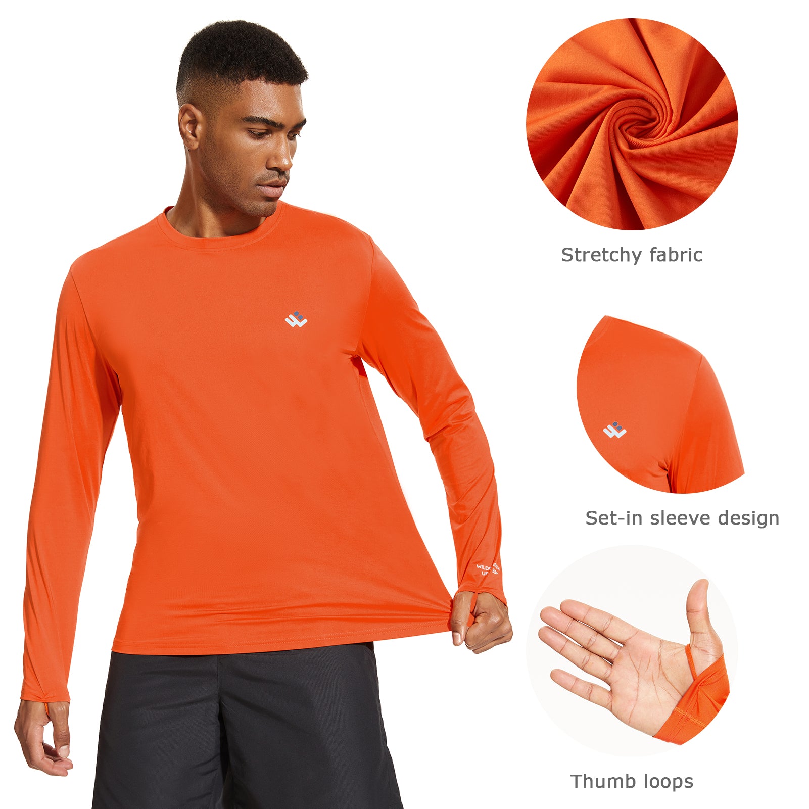WILDBREATH Men's UPF 50+ Quick Dry LS T-Shirt Orange / Large