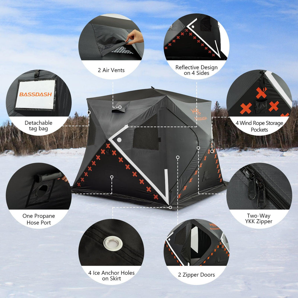 Ice Fishing Shelter Pop Up Portable Thermal Hub Tent