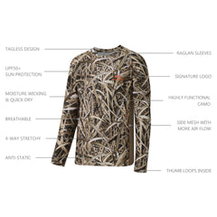 M's UPF 50+ Long Sleeve Camo Shirts for Hunting