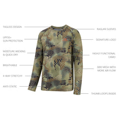 M's UPF 50+ Long Sleeve Camo Shirts for Hunting