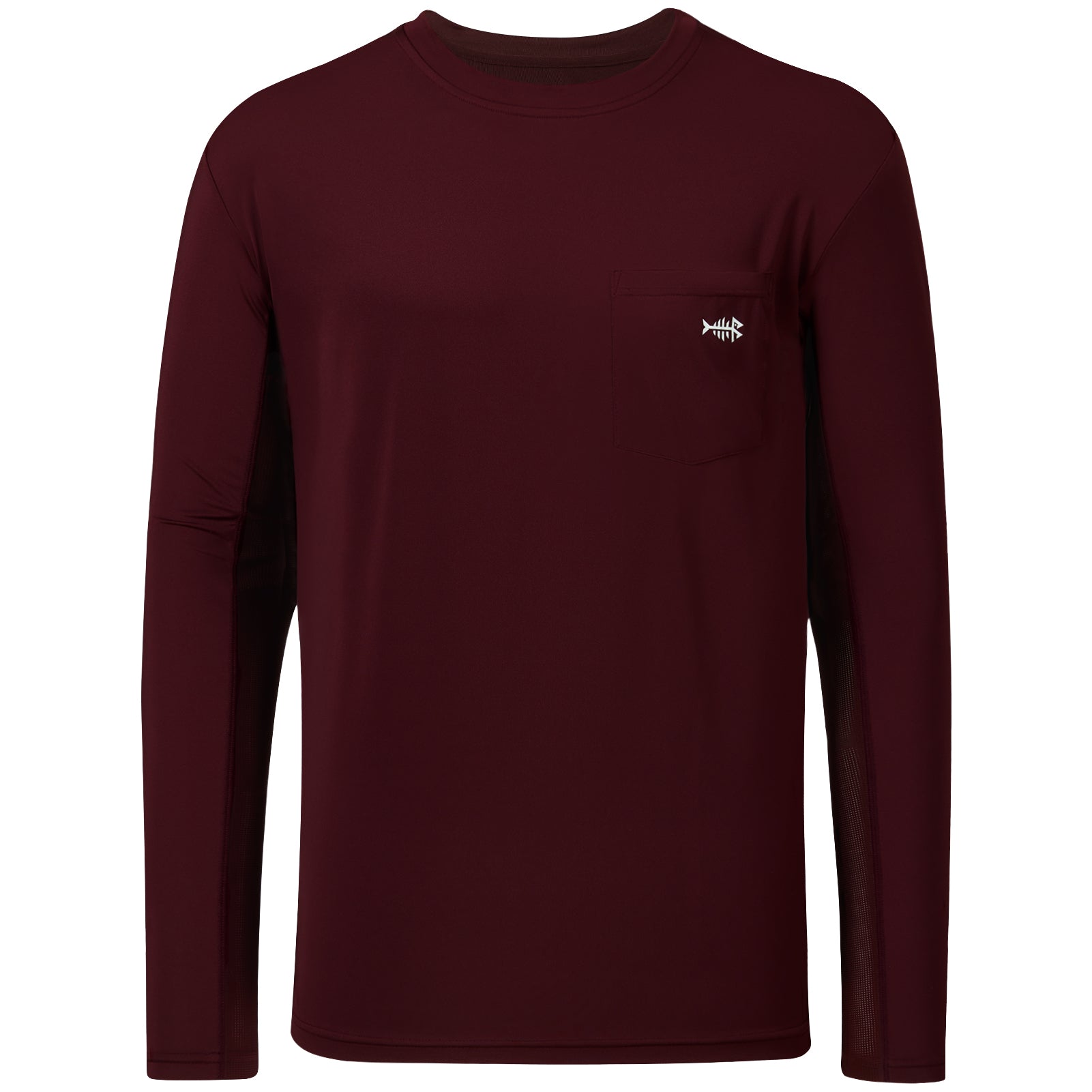 Bassdash Men's UPF 50+ Fishing Shirt Long Sleeve Sun Protection Performance Shirt For Outdoor Sports, Coral Red/Dark Grey Logo / L