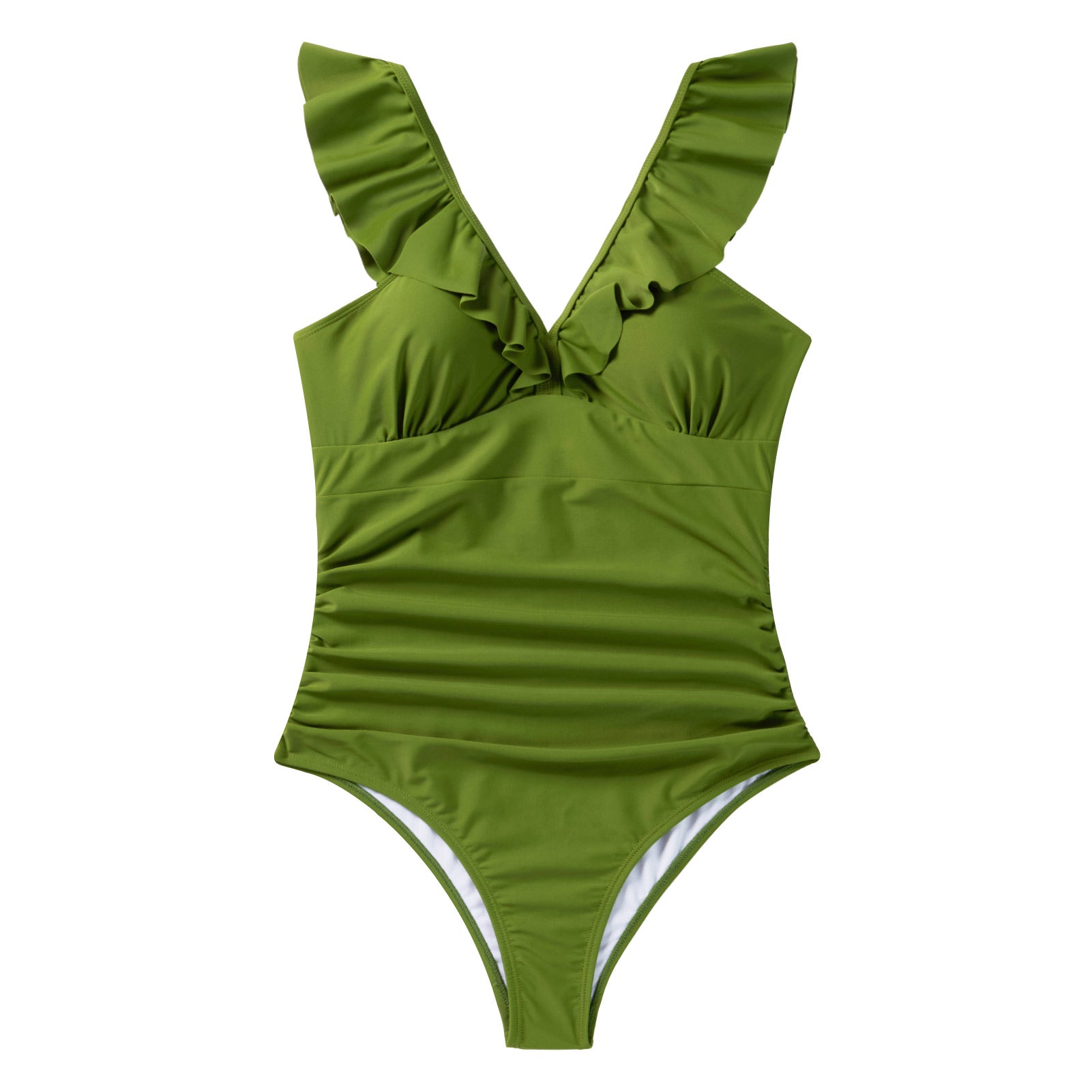 Swimsuits For All Women's Plus Size Tummy Control V Neck Lattice Plunge One  Piece Swimsuit with Adjustable Straps - 14, Mediterranean Green