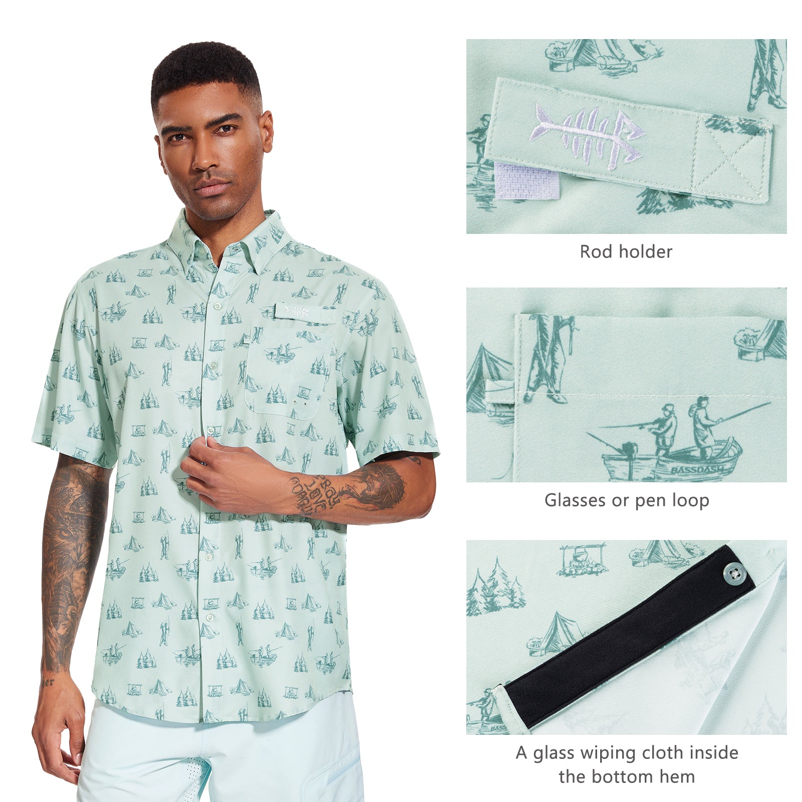 Mens Sun Protective Button Down Shirt | Bassdash Fishing White / XX-Large