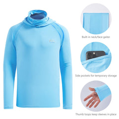 UVSAI Men Permanent UV Sun Hoodie Shirt with Mask