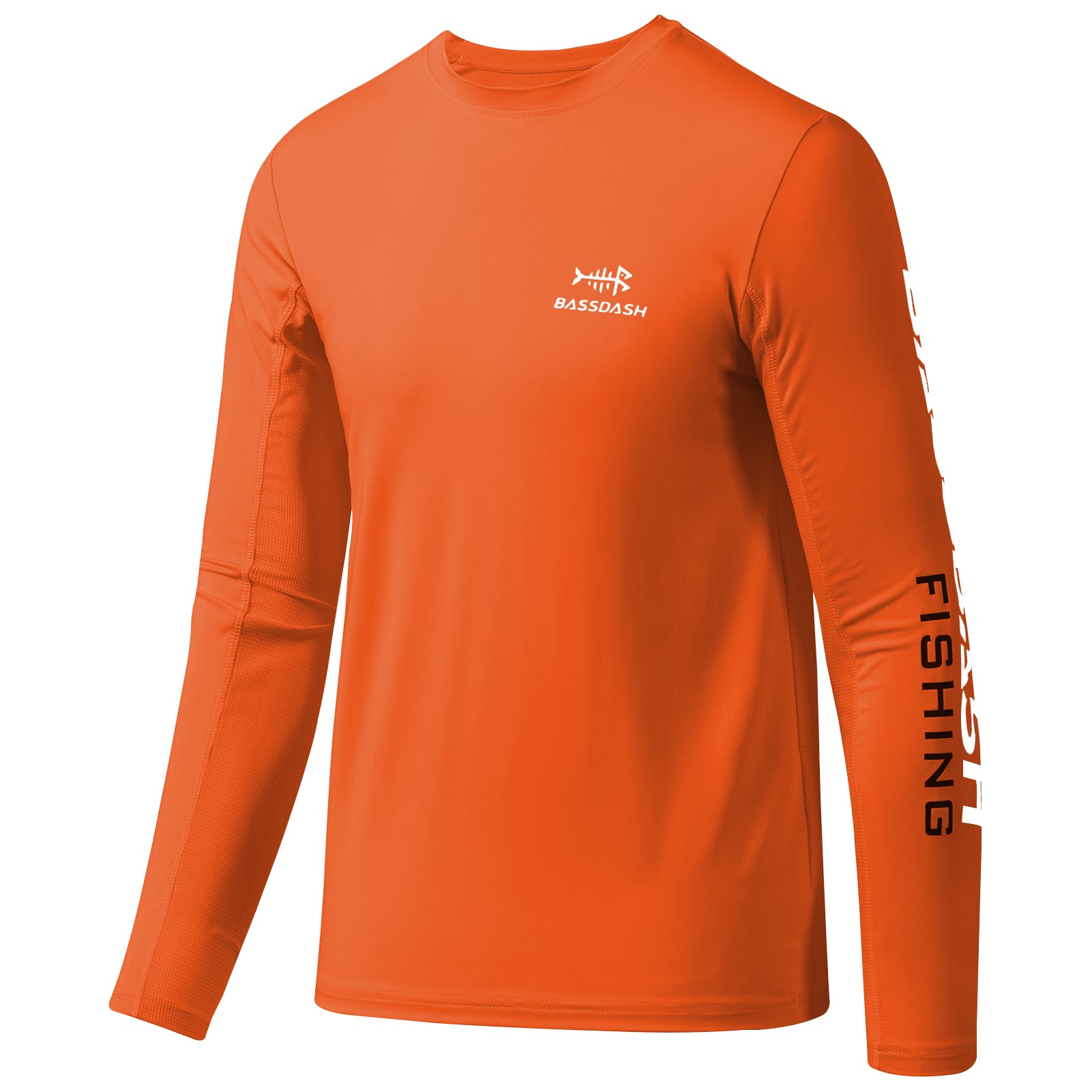 Bassdash UPF 50+ Youth Fishing Shirt Long Sleeve Performance UV Protection Shirt for Boys Girls Aqua green/tangerine Logo / L