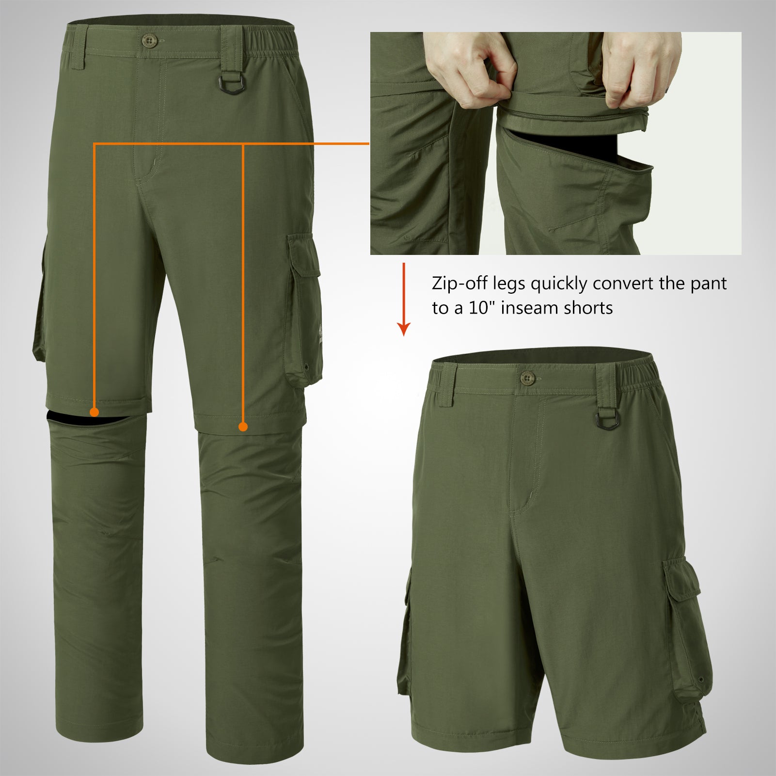 Men’s UPF 50+ Quick Dry Convertible Pants FP02M - Bassdash