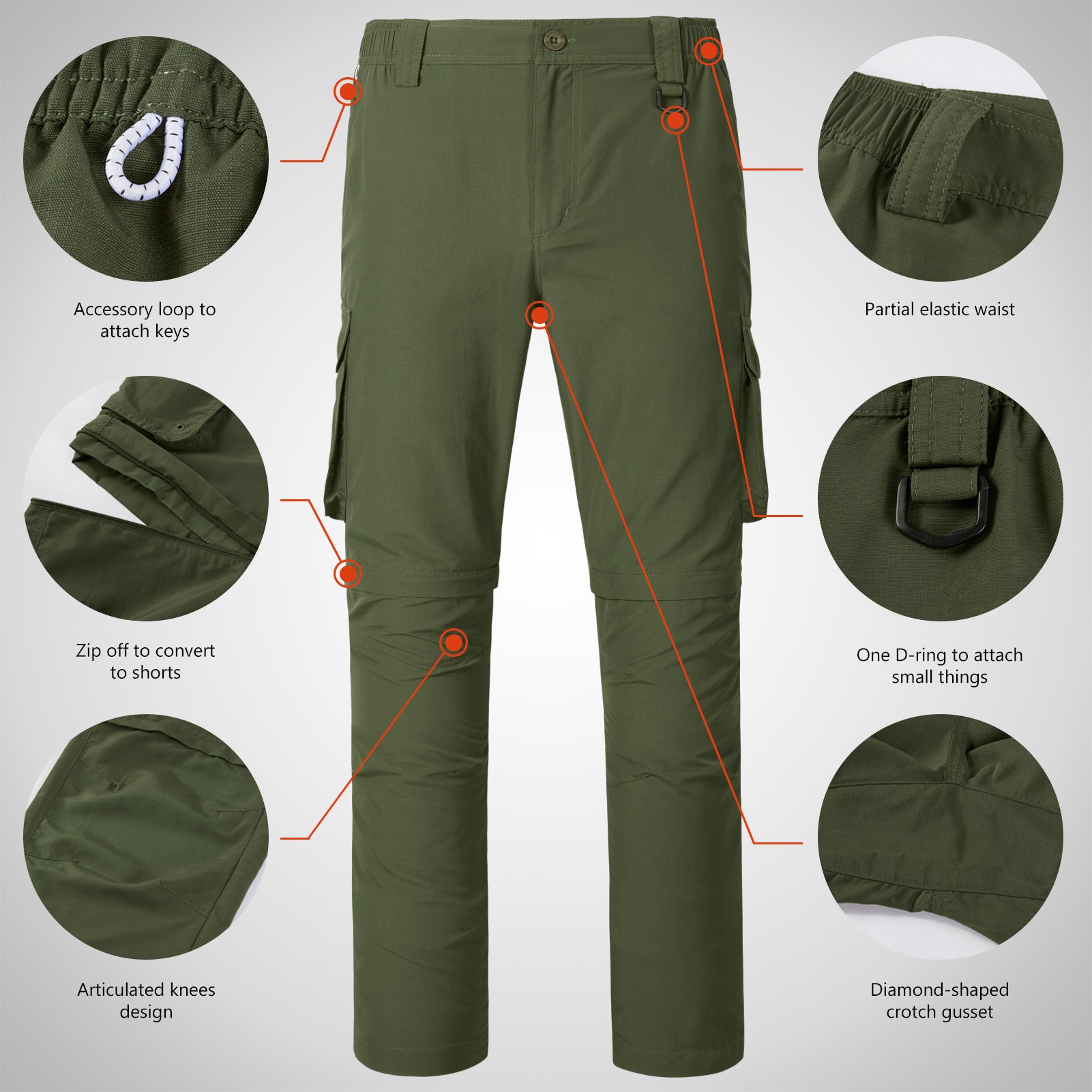 Men’s UPF 50+ Quick Dry Convertible Pants FP02M - Bassdash