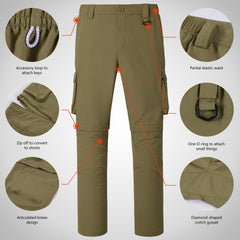 Men’s UPF 50+ Quick Dry Convertible Pants FP02M - Bassdash