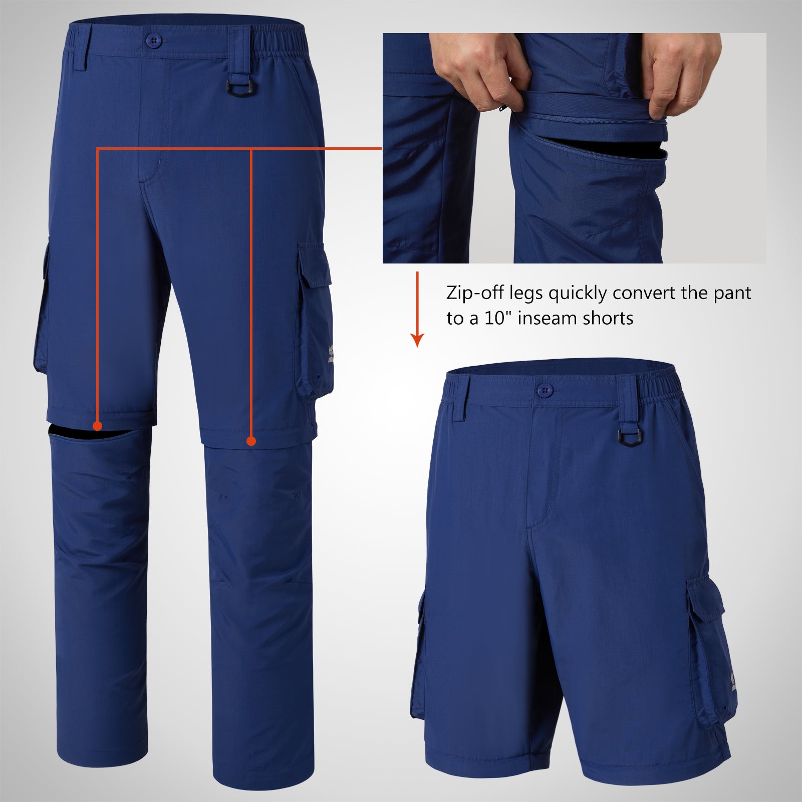 Men’s UPF 50+ Quick Dry Convertible Pants FP02M - Bassdash