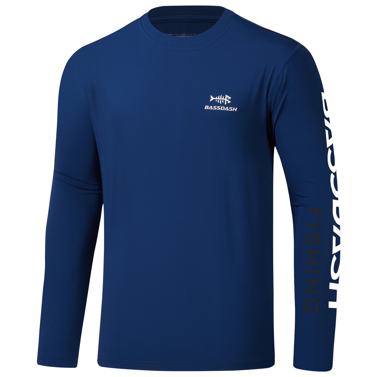 Men's UPF 50+ Long Sleeve UV Sun Shirts FS31M, Dark Blue/White Logo / Medium