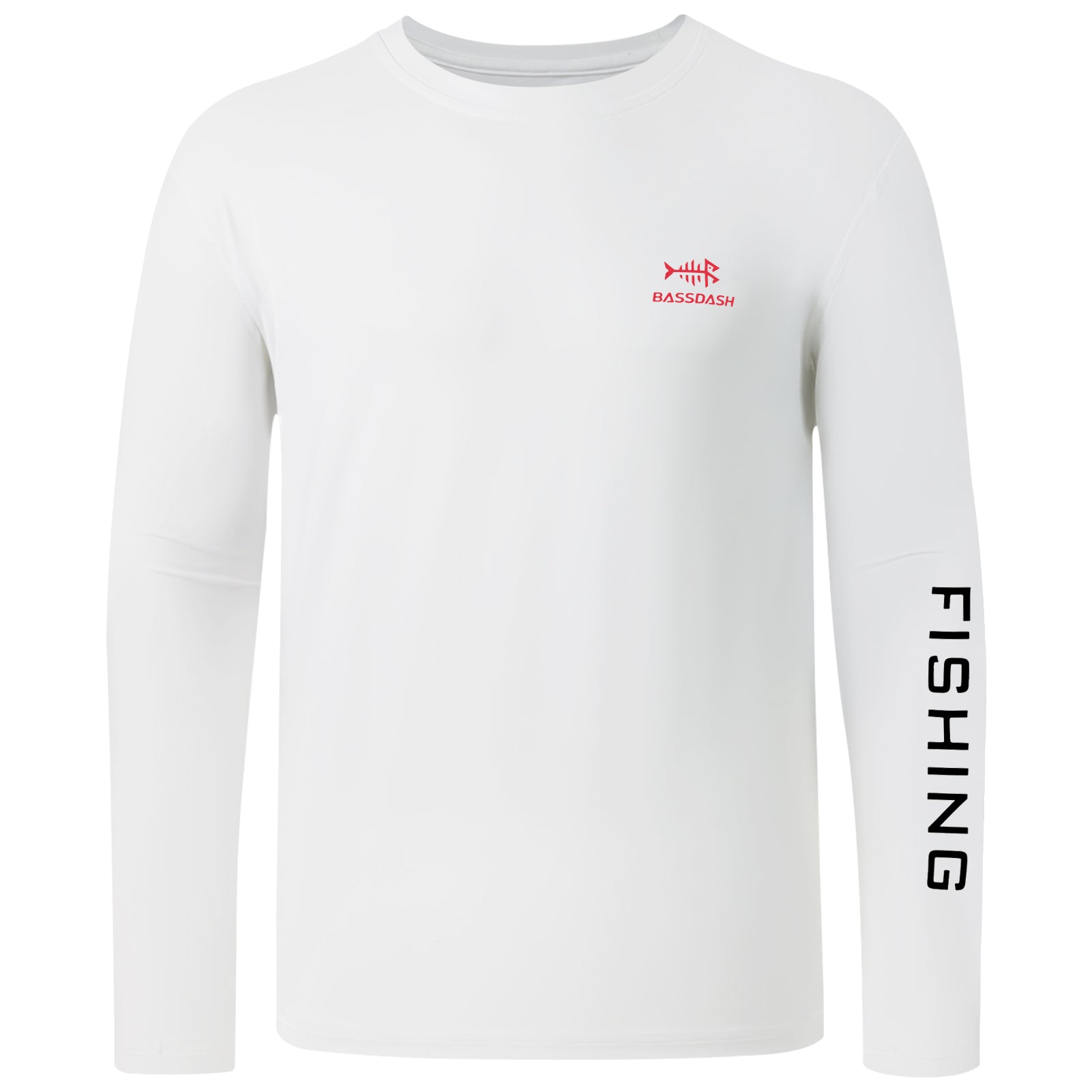 Men's UPF 50+ Long Sleeve UV Sun Shirts FS31M, White/Red Logo / Medium