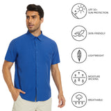 Men's UPF 50+ Short Sleeve Snap Button Down Shirts