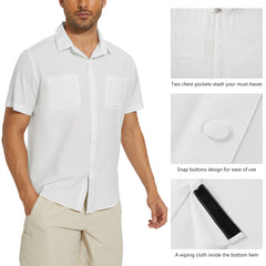 Men's UPF 50+ Short Sleeve Snap Button Down Shirts - Bassdash