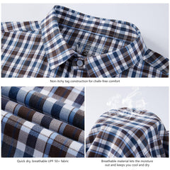 Men's UPF 50+ Plaid Short Sleeve Button Down Shirt - Bassdash