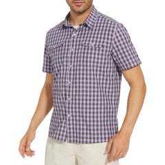 Men's UPF 50+ Plaid Short Sleeve Button Down Shirt - Bassdash