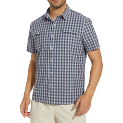 Men's UPF 50+ Plaid Short Sleeve Button Down Shirt - Bassdash