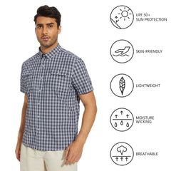 Men's UPF 50+ Plaid Short Sleeve Button Down Shirt - Bassdash