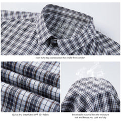 Men's UPF 50+ Plaid Short Sleeve Button Down Shirt - Bassdash