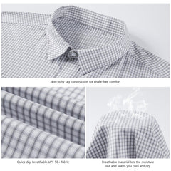 Men's UPF 50+ Plaid Short Sleeve Button Down Shirt - Bassdash