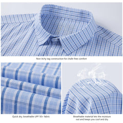 Men's UPF 50+ Plaid Short Sleeve Button Down Shirt - Bassdash