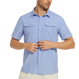 Men's UPF 50+ Plaid Short Sleeve Button Down Shirt