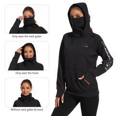 BASSDASH Women’s Fleece Hoodie with Neck Gaiter - Bassdash