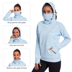 BASSDASH Women’s Fleece Hoodie with Neck Gaiter - Bassdash